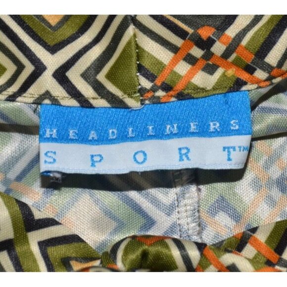 70s Vintage Headliners Sport Retro Geometric Print Tie-Neck Mod Mini Dress 2X - Picture 10 of 11